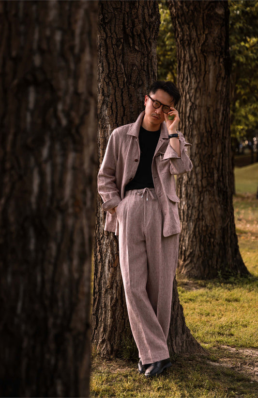 Heavyweight Linen French Five-Pocket Jacket — Terracotta Sand