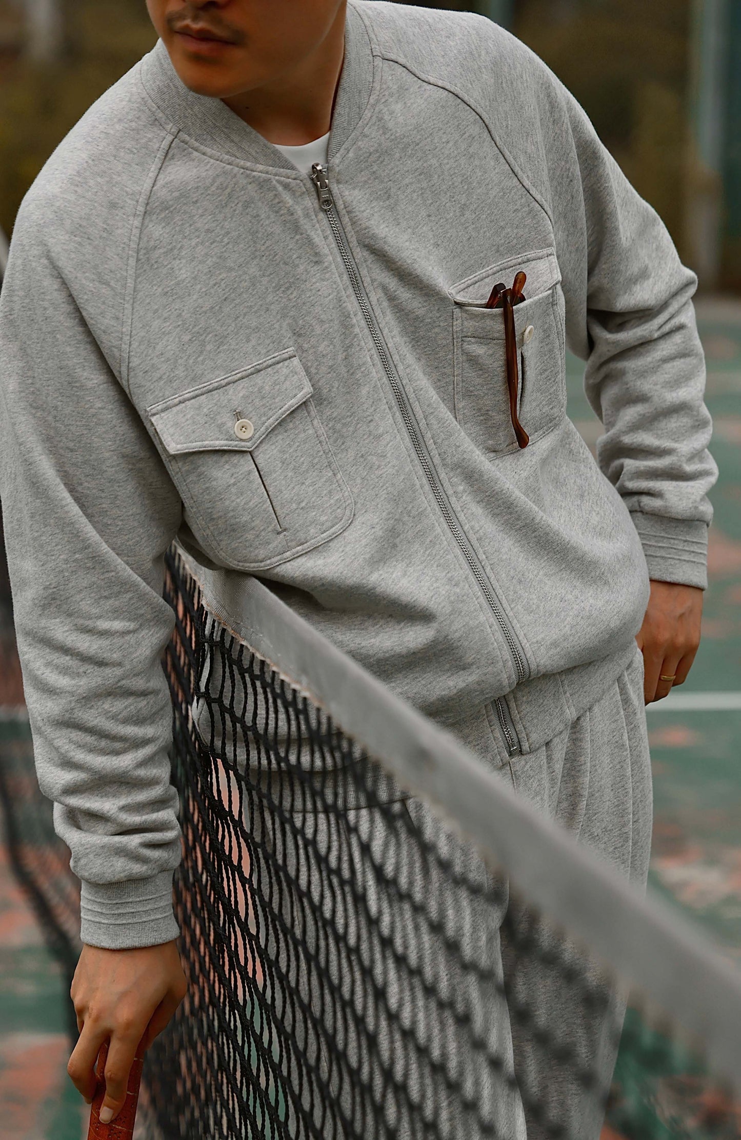 Linen Cotton Reversible Leisure Set — Mist Rock Grey Tailored Lounge Trousers