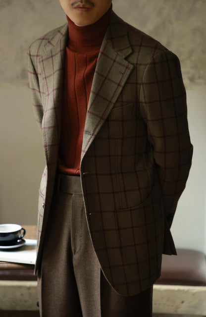MOON Full-Canvas Single-Breasted Suit Jacket — Russet Windowpane