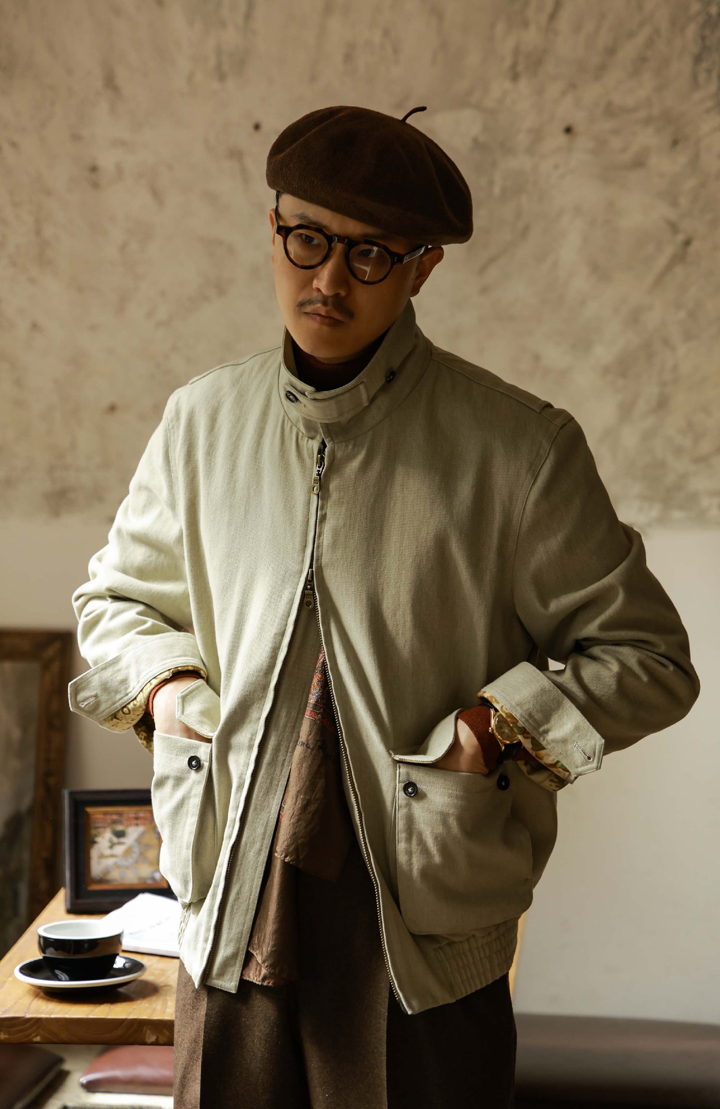 Heavy Cotton Bomber Jacket — Imperial Sand
