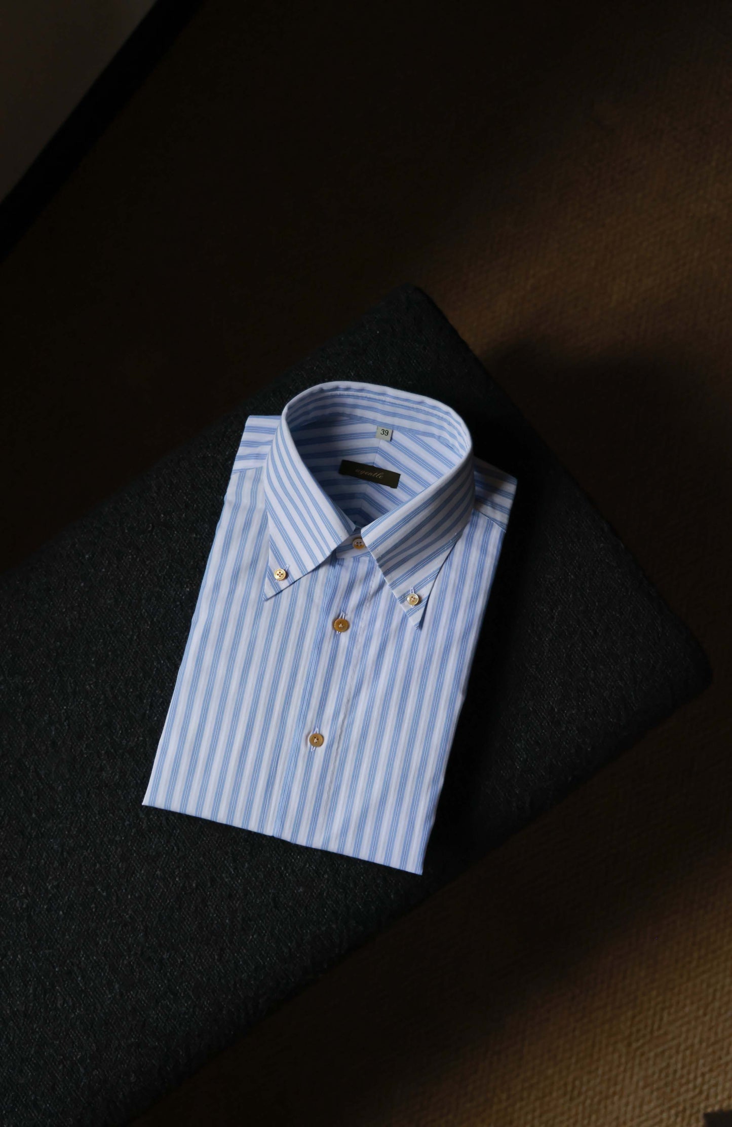 SÖKTAS Cotton Handcrafted Button-Down Collar Shirt — Capri Blue Stripe