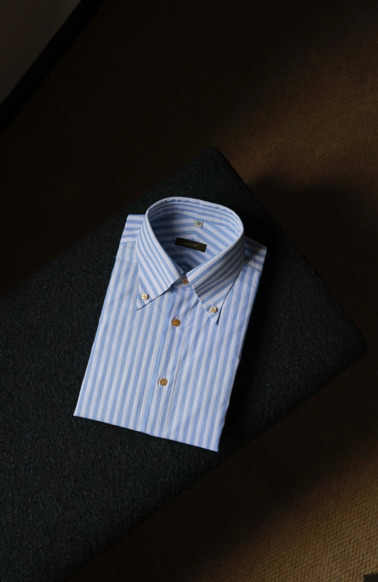 SÖKTAS Handcrafted Button-down Collar Shirt — Capri Blue Stripe