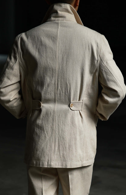 Heavyweight Linen Hemp French Workwear Jacket — Oat Beige