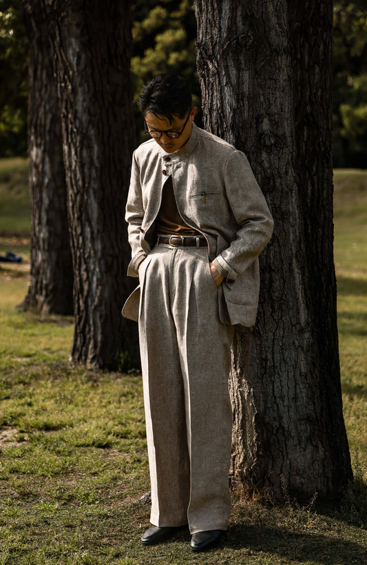 Non-Structured Heavyweight Linen Earl Jacket — Dune Beige