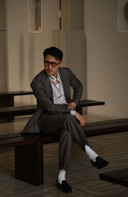 Half-Canvas Wool-Cotton Blend Slanted-Pocket Suit Jacket — Gobi Sand
