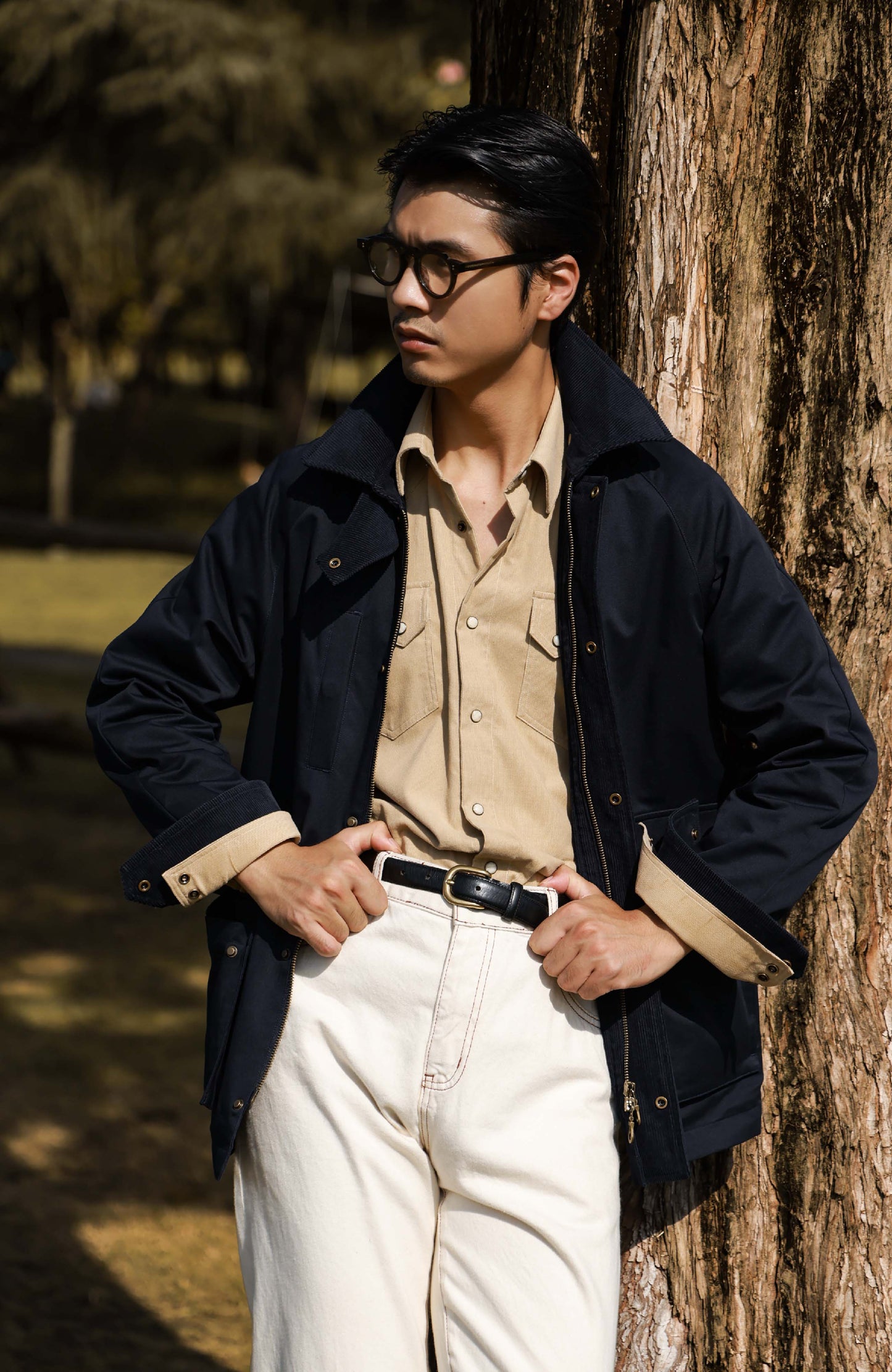 Heavy Cotton Raglan Jacket — Navy