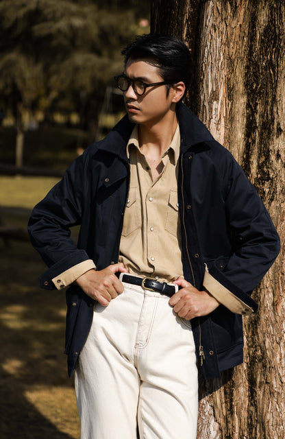 Heavy Cotton Raglan Jacket — Navy