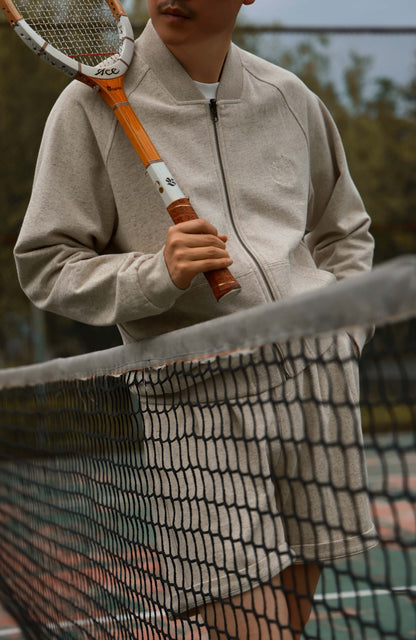 Linen Cotton Reversible Leisure Set — Bare Clay Sand Reversible Zip Lounge Jacket