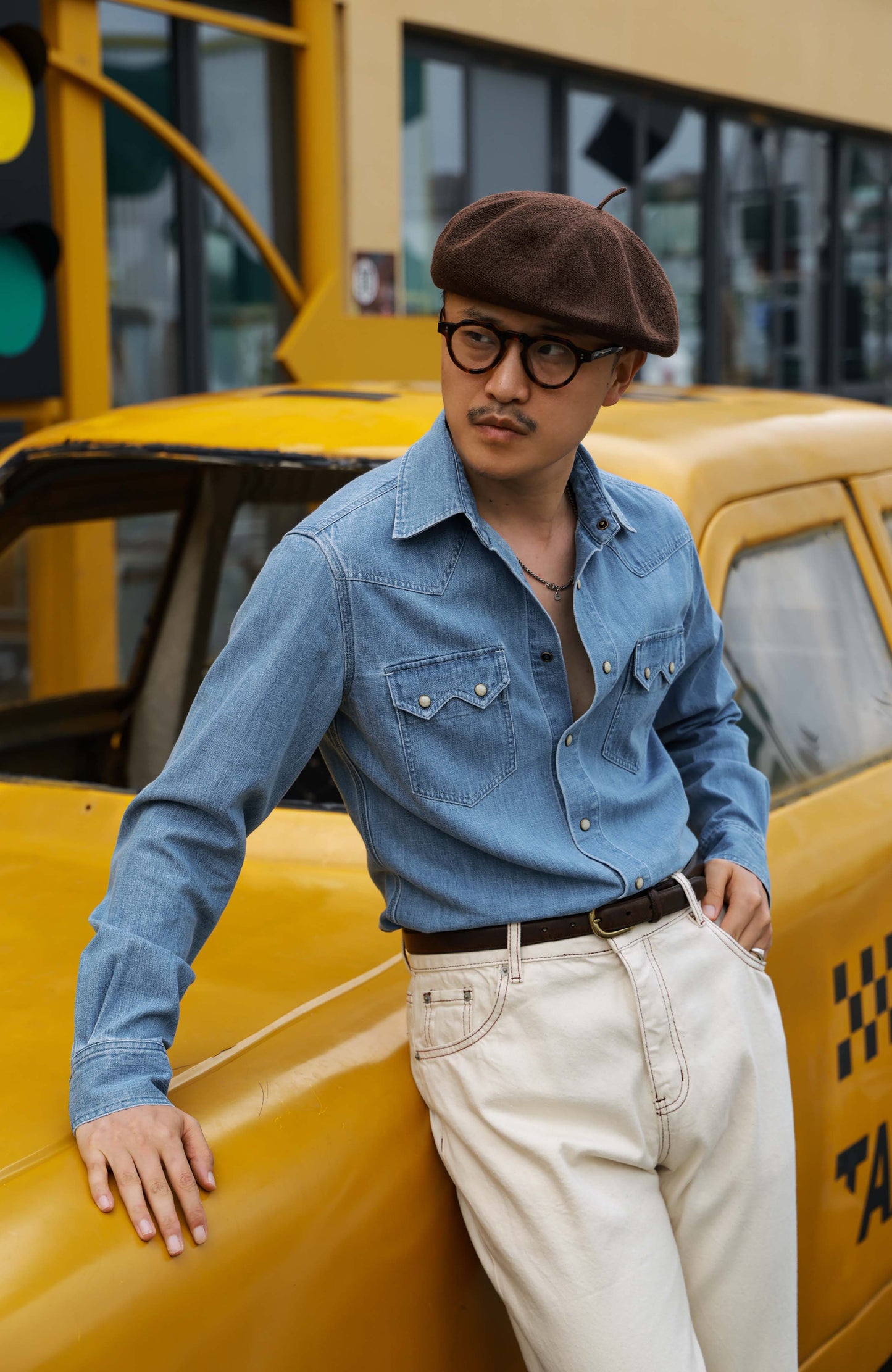 Handcrafted Mini-Point Collar Shirt — Heavy Washed Denim