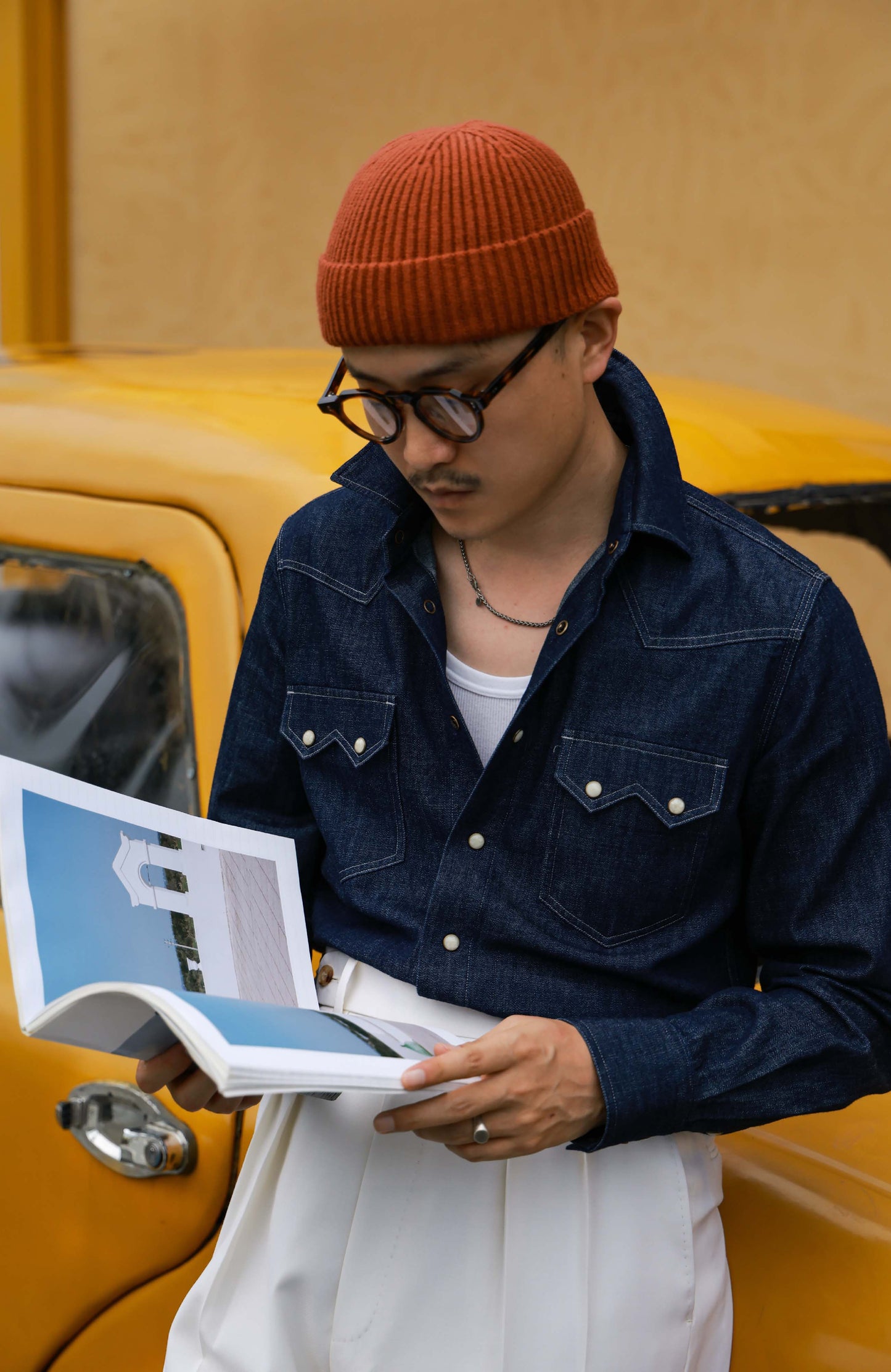 Handcrafted Mini-Point Collar Shirt — Ink Blue Denim