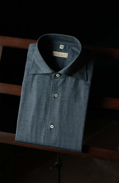 Brushed Cotton Wide-Spread Collar Shirt — Lunar Gary