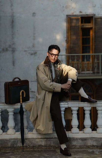 Super Heavyweight Trench Coat with Performance Finish & Detachable Wool Liner — Desert Whisper