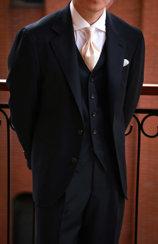 Half-Canvas Single-Breasted Suit Jacket — Midnight Blue