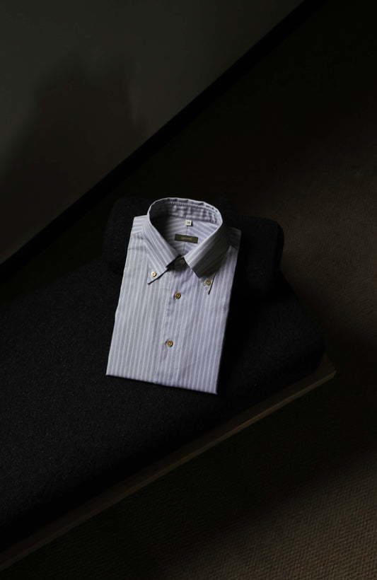 SÖKTAS Cotton Handmade Button-Down Shirt — Rocky Mountains Stripe
