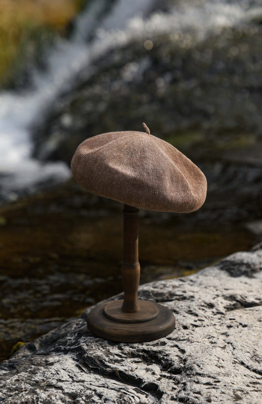 Handmade Linen Beret — Natural Linen