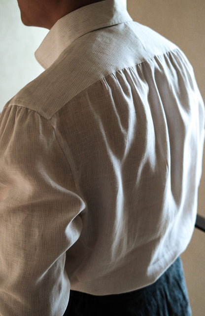 One-piece Collar Linen Shirt — Light Grey