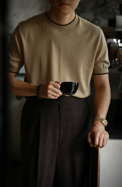 Cotton-Lyocell Blend Unisex Knit Short-Sleeve T-Shirt — Latte Brown