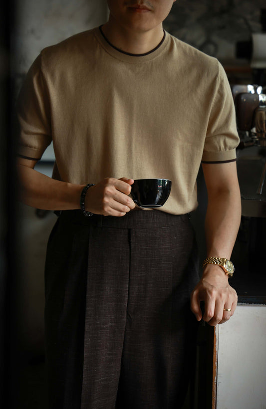 Cotton-Lyocell Blend Unisex Knit Short-Sleeve T-Shirt — Latte Brown