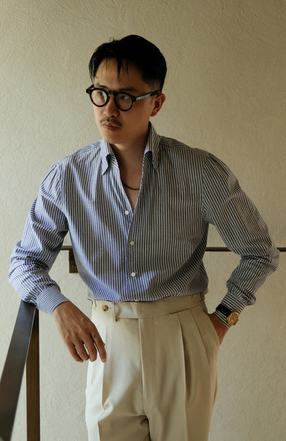 CANCLINI One-piece Collar Shirt — Blue Pencil Stripe