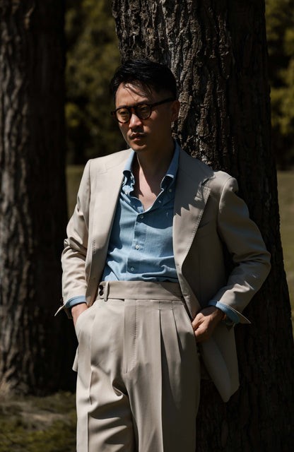 Lightweight Half-Canvas Single-Breasted Suit Jacket — Sandstone Mist