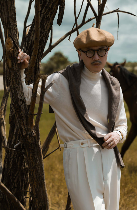 Mock Neck Sweater with 100% Cashmere Goat Wool — Snow