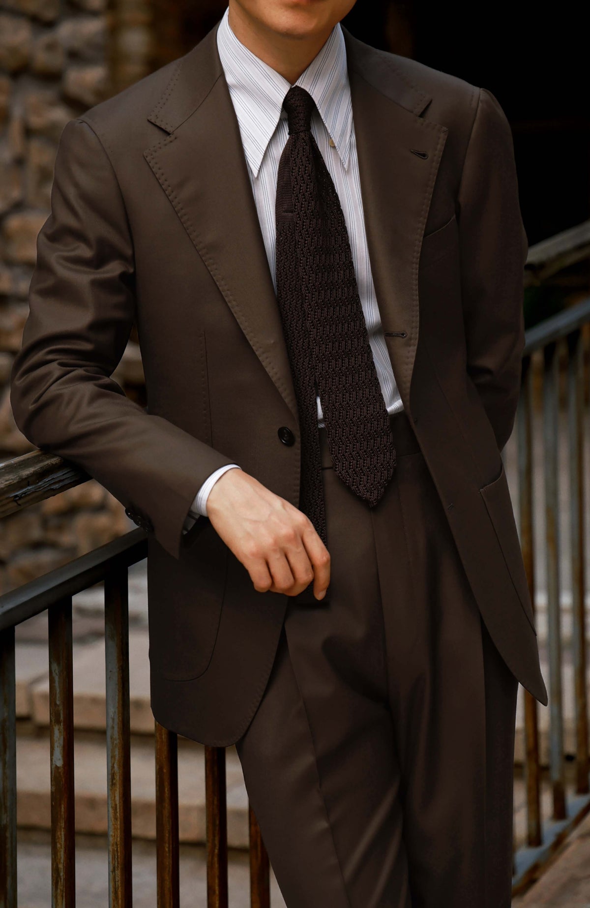 100% Merino Wool Half-Canvas Single-Breasted Suit Jacket — Burnt Umber Autumn Check