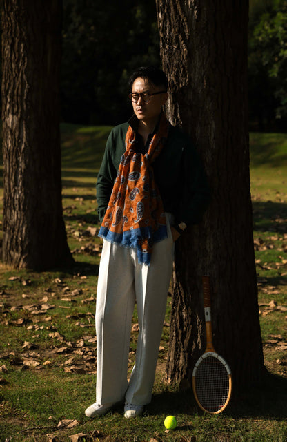 Cashmere Cotton One-Piece Polo Sweater — Jungle Green