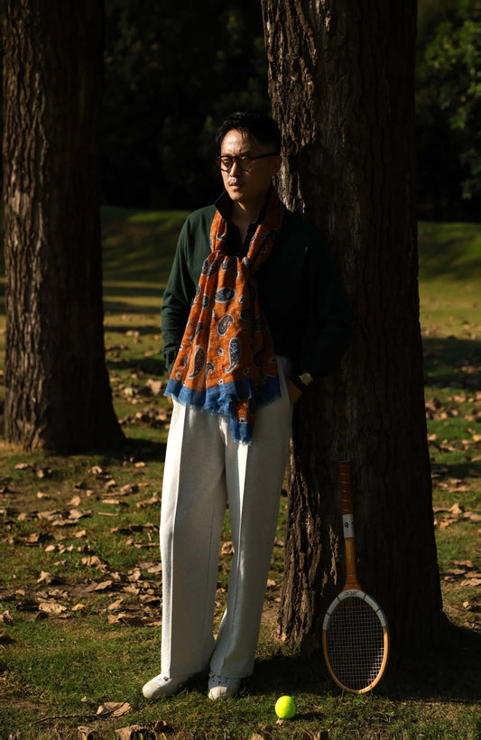 Cashmere Cotton One-Piece Polo Sweater — Jungle Green