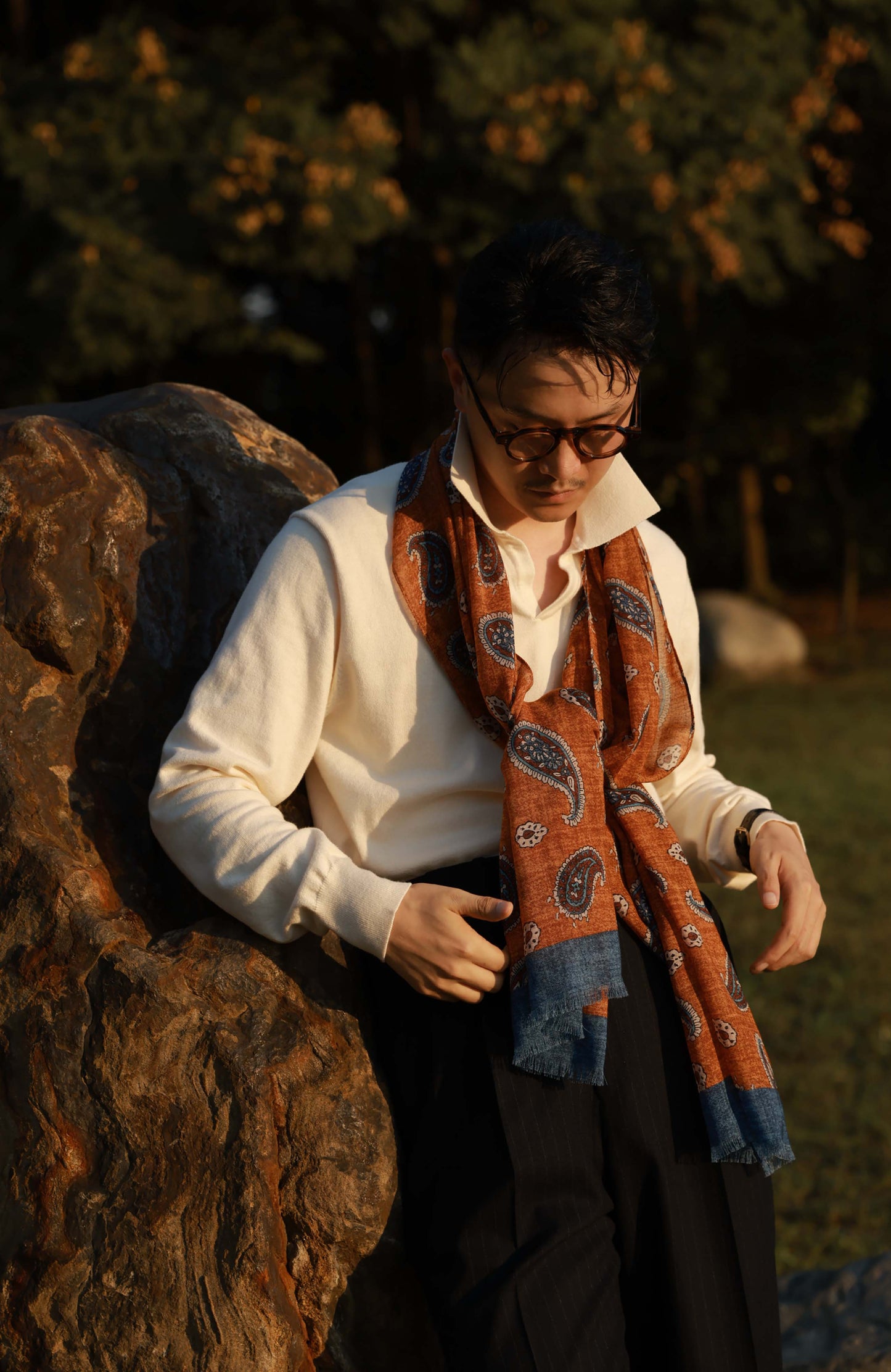 Cashmere Cotton One-Piece Polo Sweater —  Off White