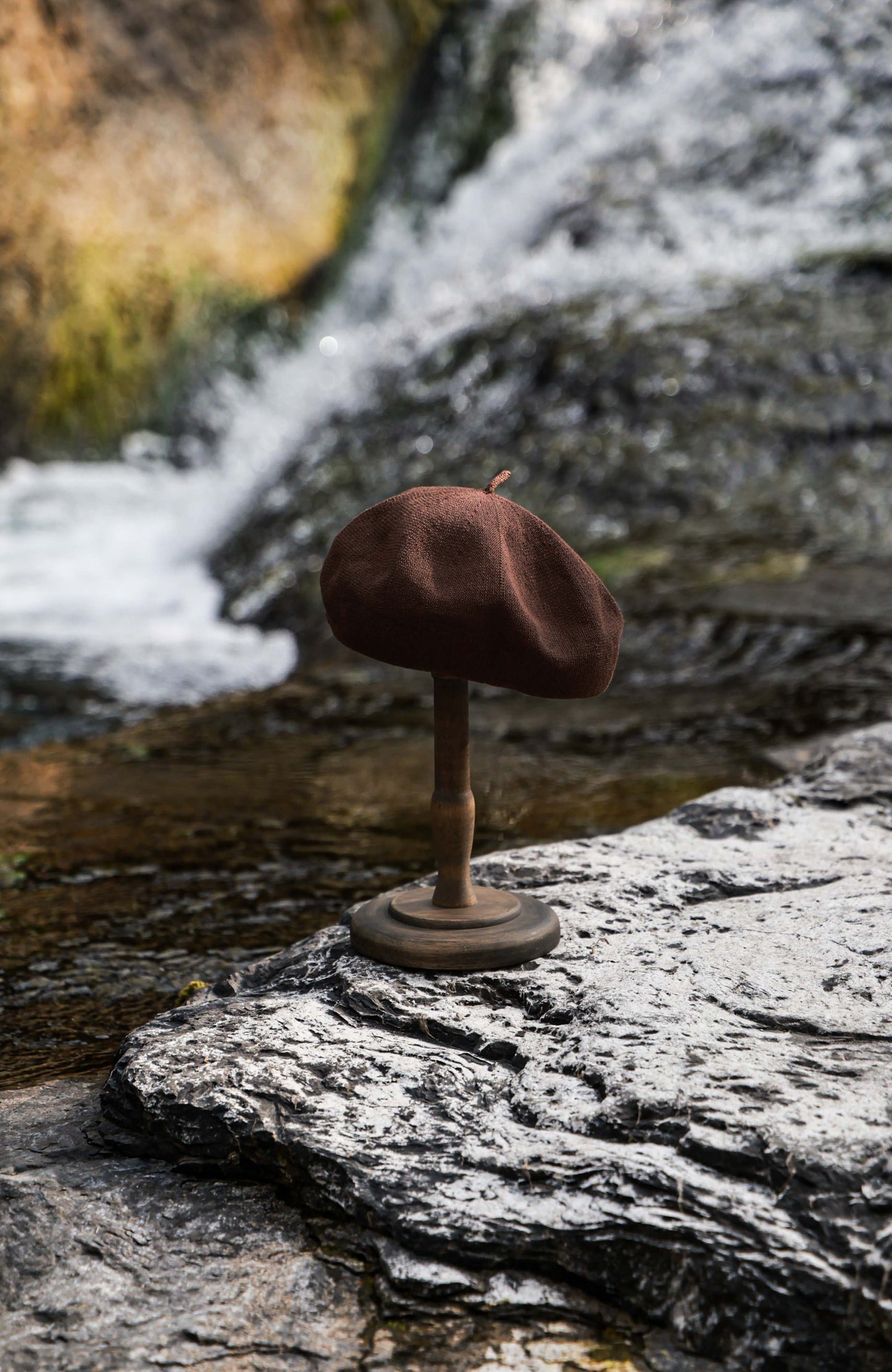 Handmade Linen Beret — Chestnut Brown
