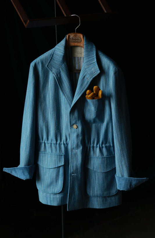 Wool-Linen Teba Field Jacket — Picasso Blue