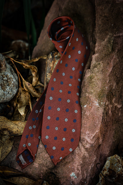 "Vintage red floral" tie 3 fold tie 