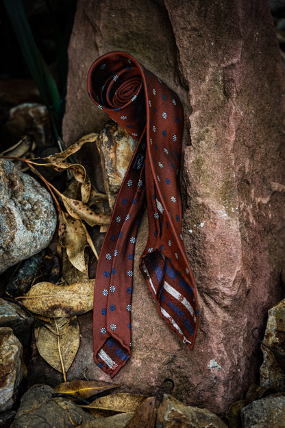 "Vintage red floral" tie 3 fold tie 