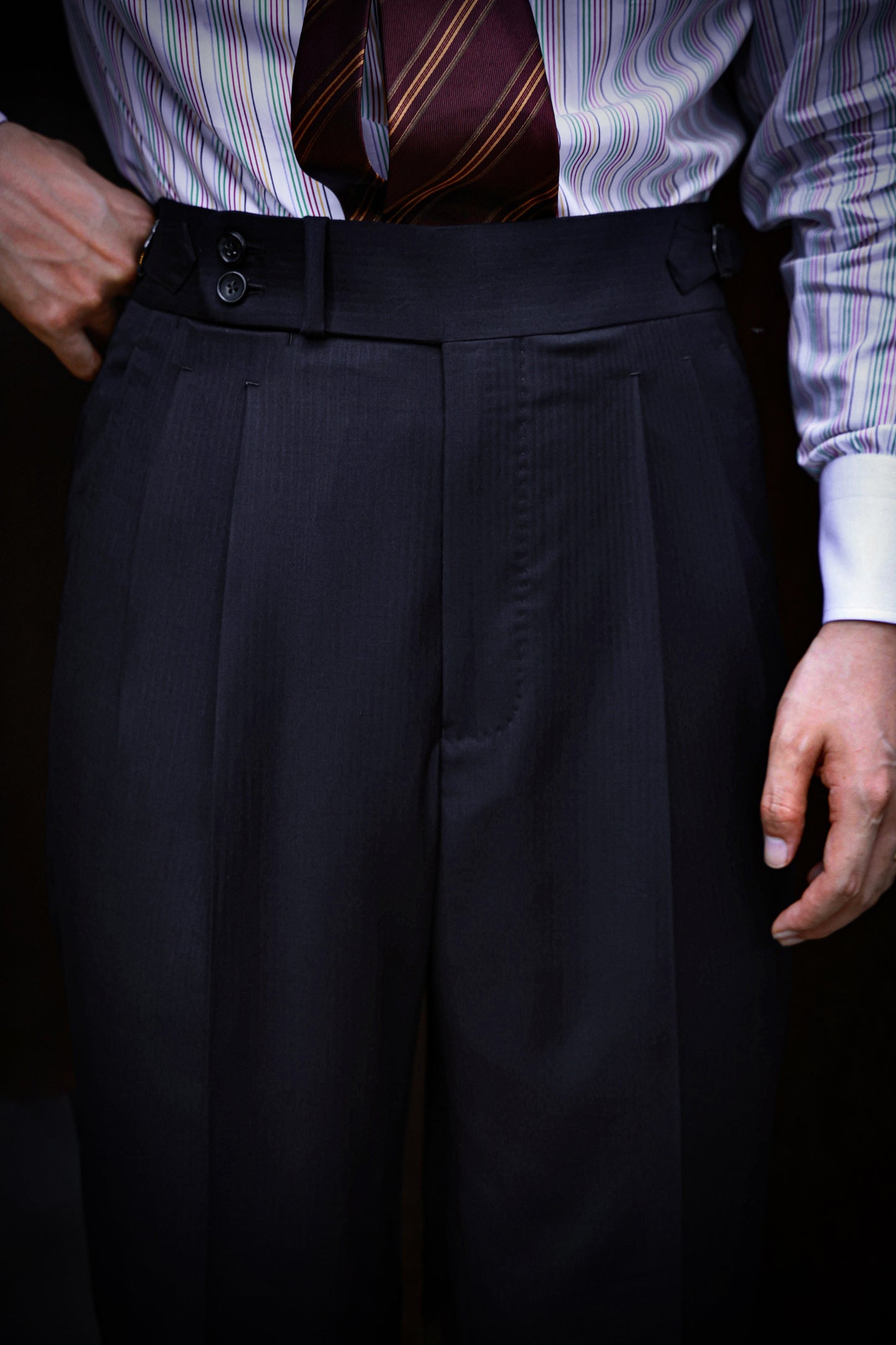 "Night Herringbone" Suit Trousers 