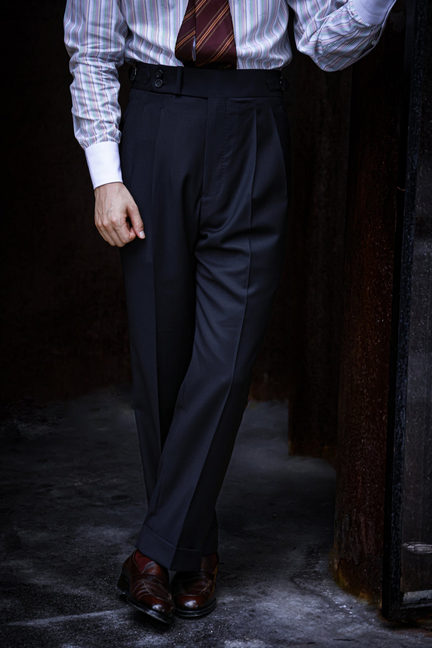 "Night Herringbone" Suit Trousers 