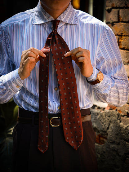 "Vintage red floral" tie 3 fold tie 