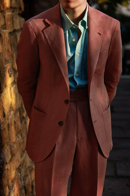 Coral herringbone suit 