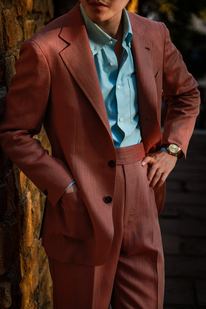 Coral herringbone suit 