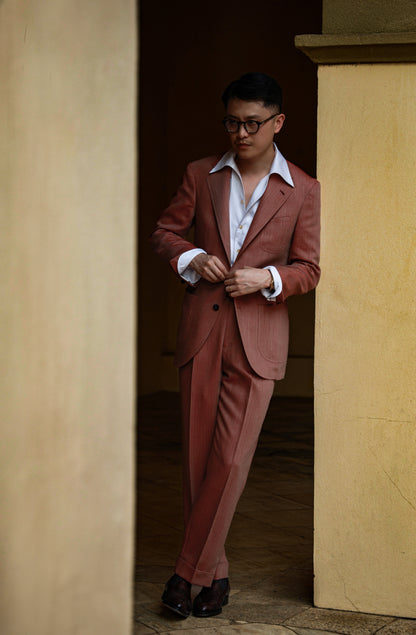 Coral herringbone suit 