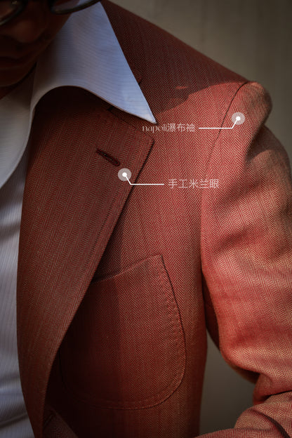 Coral herringbone suit 