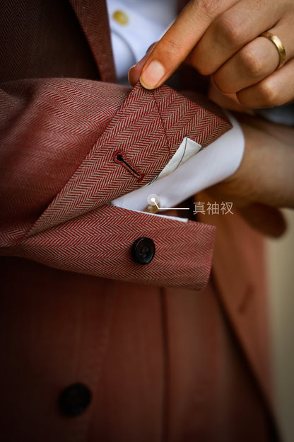 Coral herringbone suit 