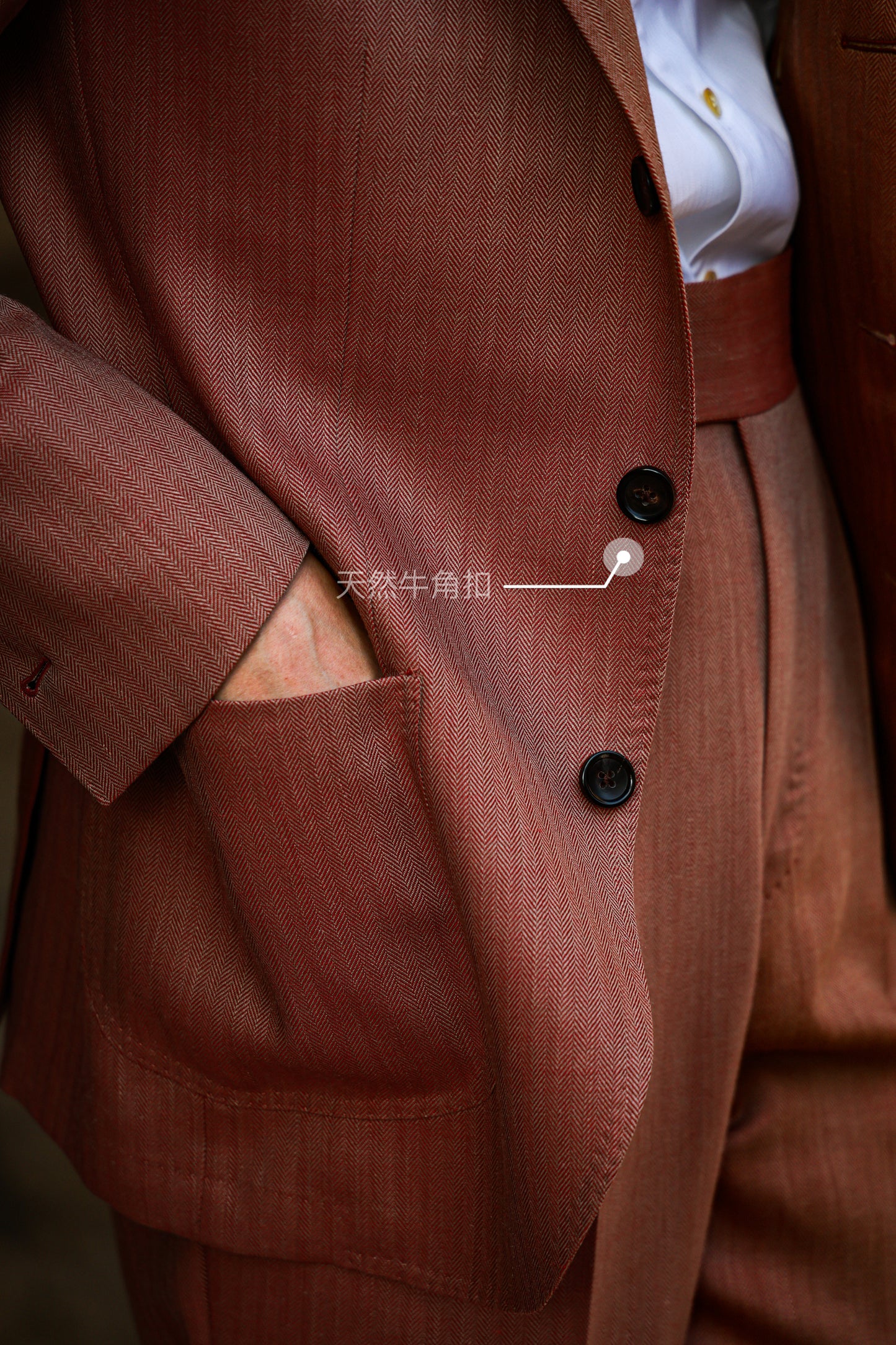 Coral herringbone suit 