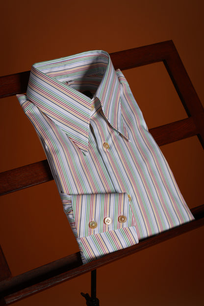 Handcrafted Long Point Collar Shirt — Capri Striped