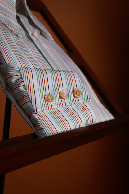 Handcrafted Long Point Collar Shirt — Capri Striped