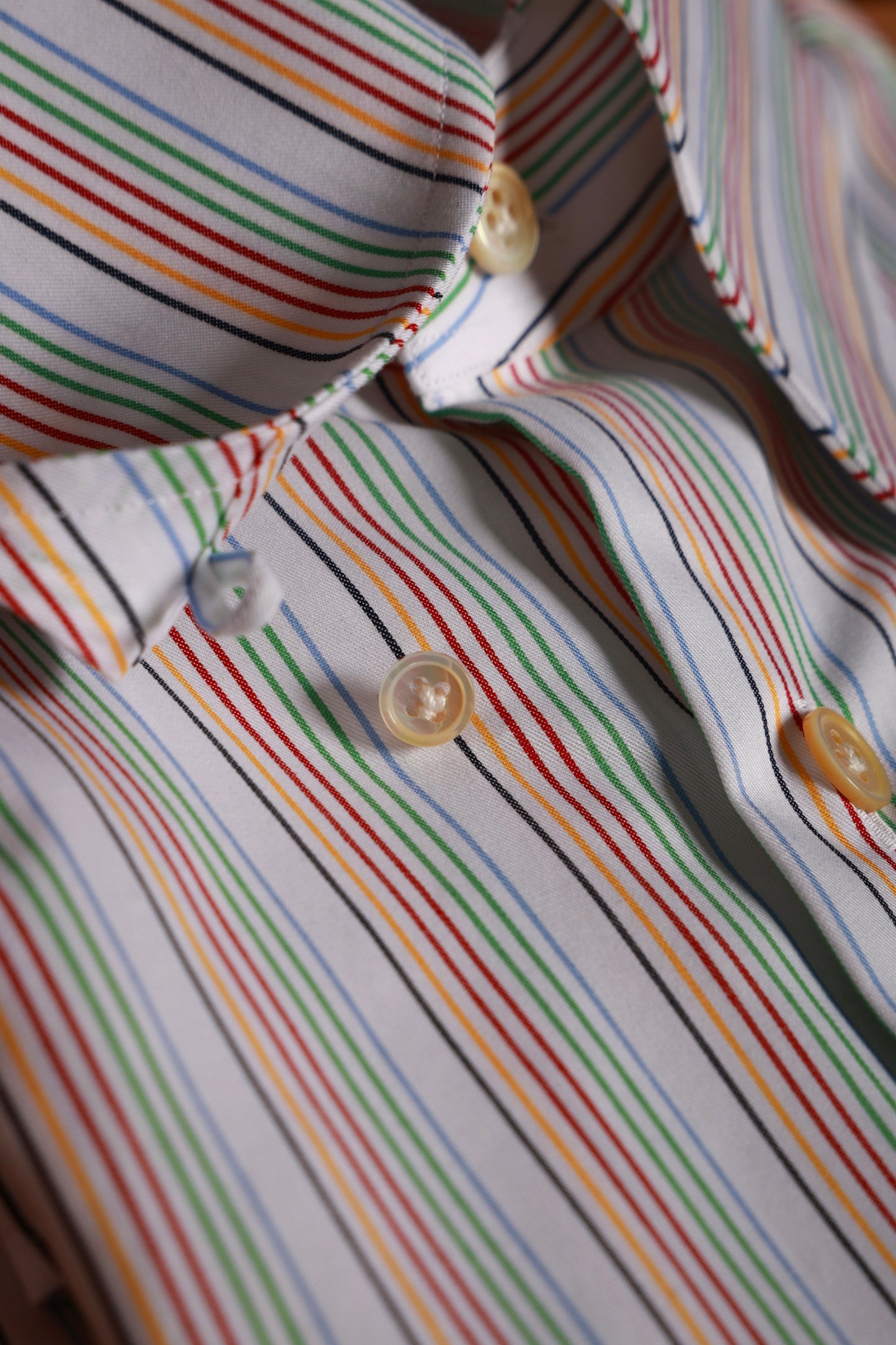 Handcrafted Long Point Collar Shirt — Capri Striped