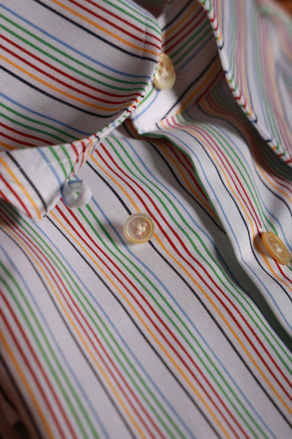 Handcrafted Long Point Collar Shirt — Capri Striped