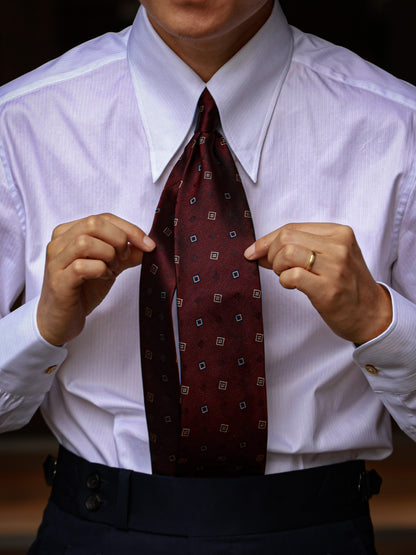 "Snowy White Wheat Ear Pattern" Godfather Collar Shirt 