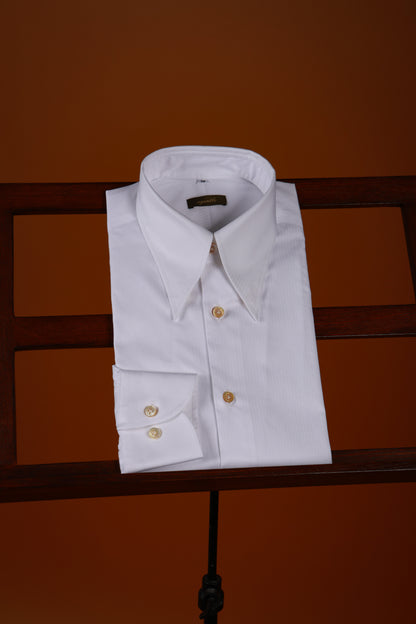 "Snowy White Wheat Ear Pattern" Godfather Collar Shirt 