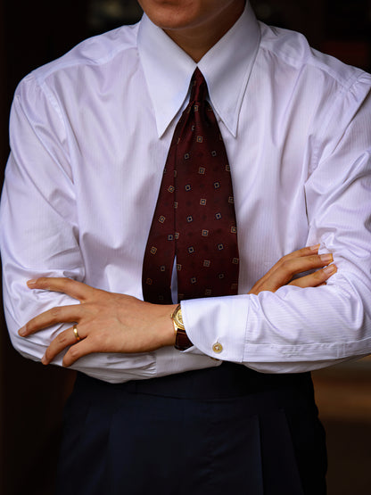 "Snowy White Wheat Ear Pattern" Godfather Collar Shirt 