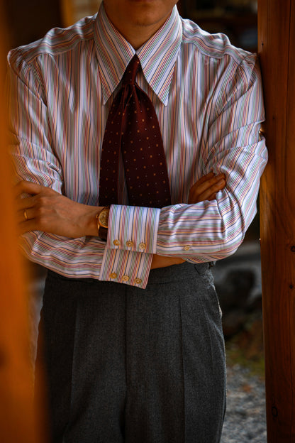 Handcrafted Long Point Collar Shirt — Capri Striped